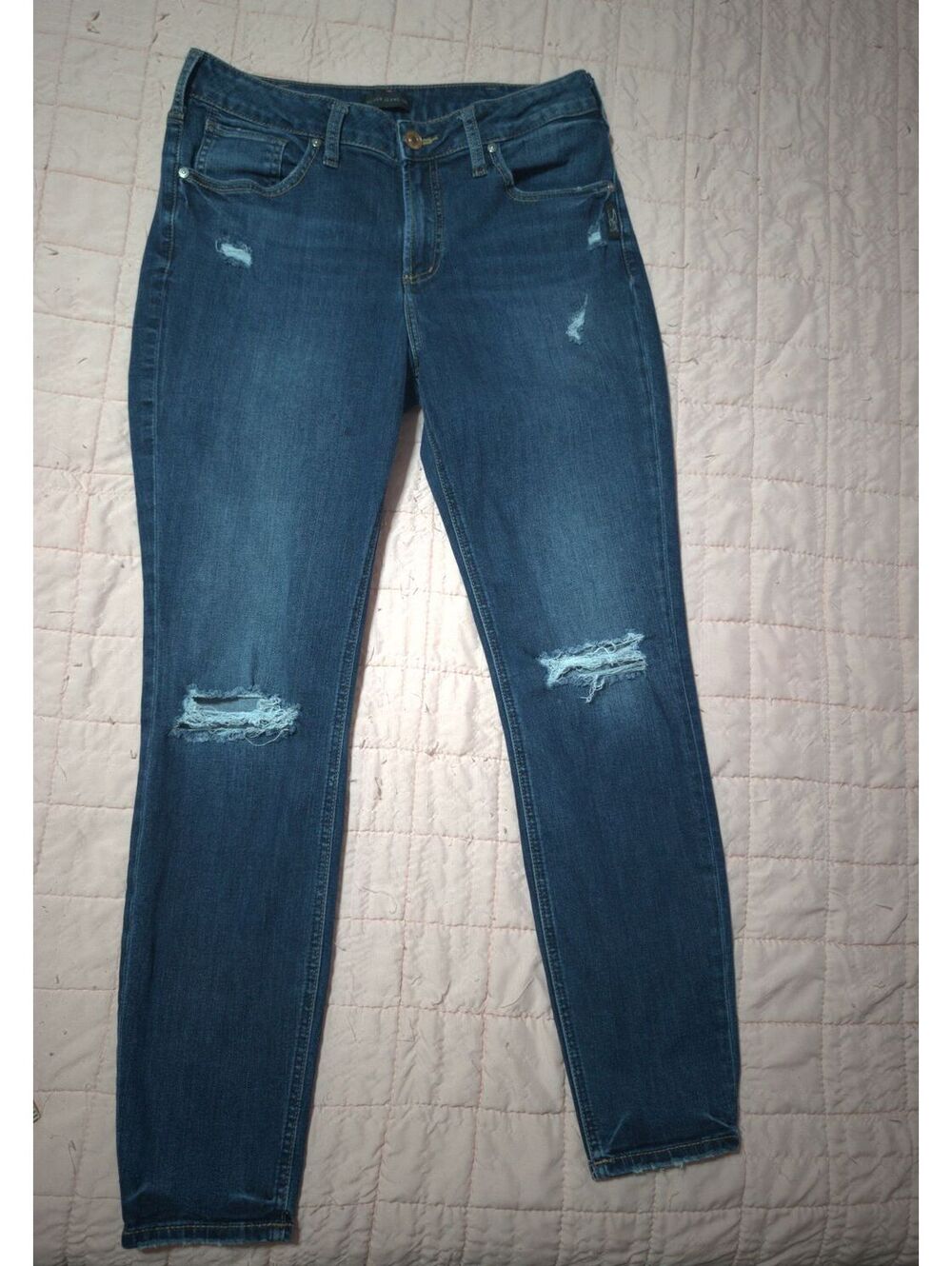 Silver Jeans Co Avery Skinny Blue Distressed Jeans W32 L29